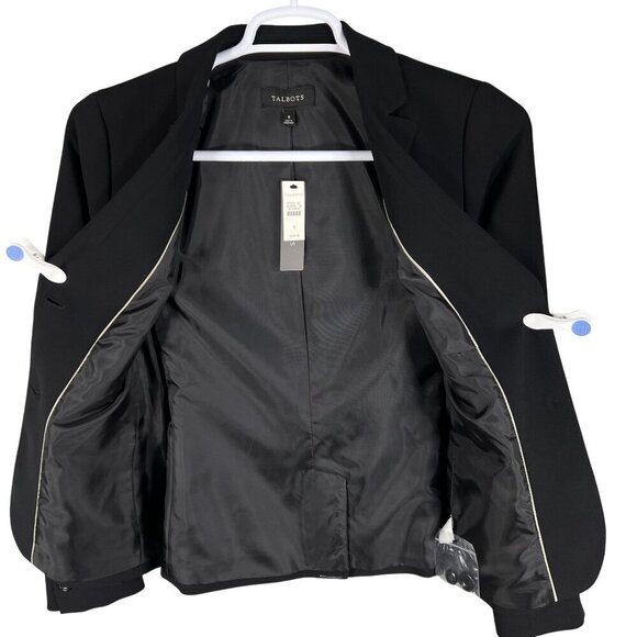 Talbots NWT Womens 8 Black Two Piece Suit Set Blazer Pants Career Wear MSRP $318 - Picture 8 of 16